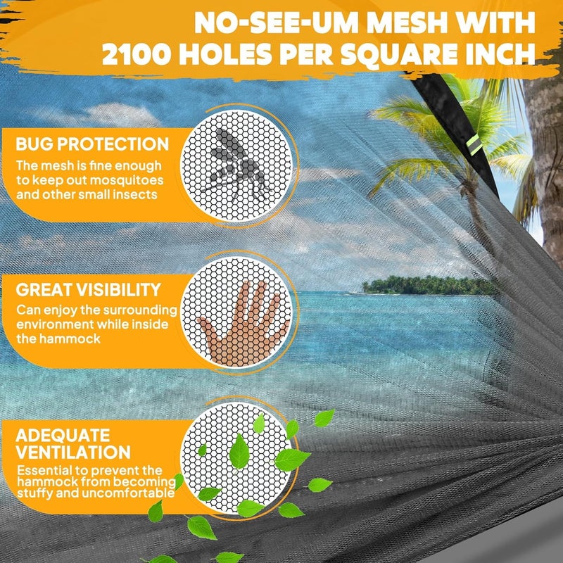 Chihee Ultra-Light Travel Camping Hammock Pop-up Net Hammock 660lbs Load Capacity,Breathable,Quick-Drying Parachute Nylon 2 Premium Carabiners,2 Tree Slings Included for Outdoor Backpacking Hiking - Image 5